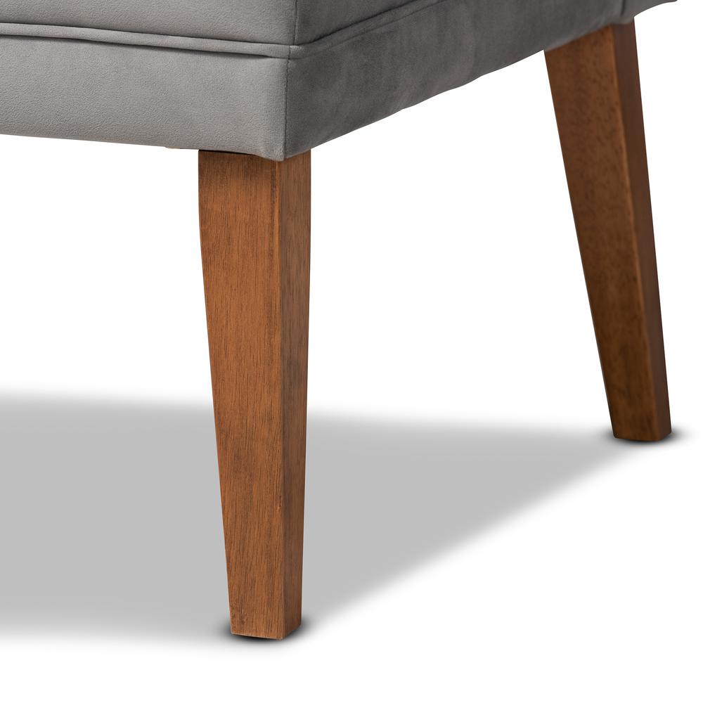 Grey Velvet Upholstered and Walnut Brown Finished Wood 4-Piece Dining Nook Set. Picture 20