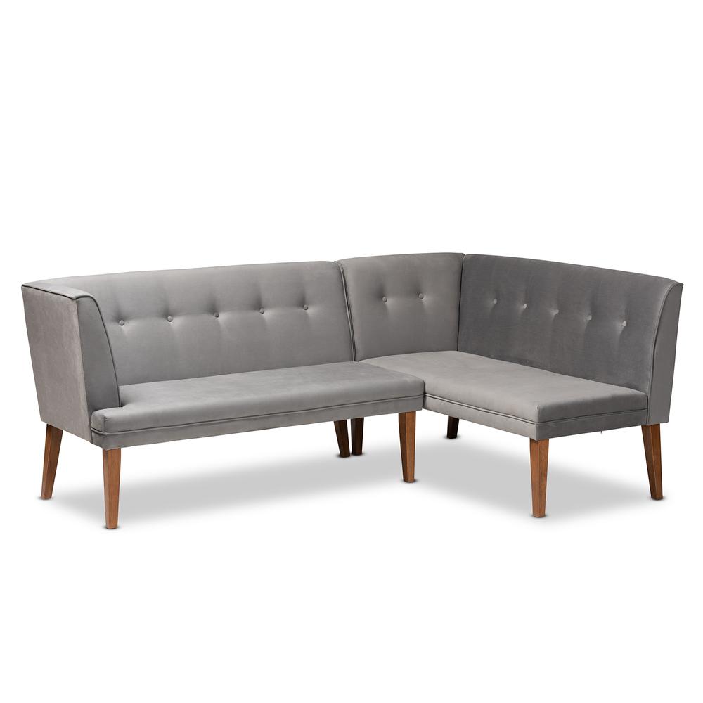 Walnut Brown Finished Wood 2-Piece Dining Nook Banquette Set. Picture 10