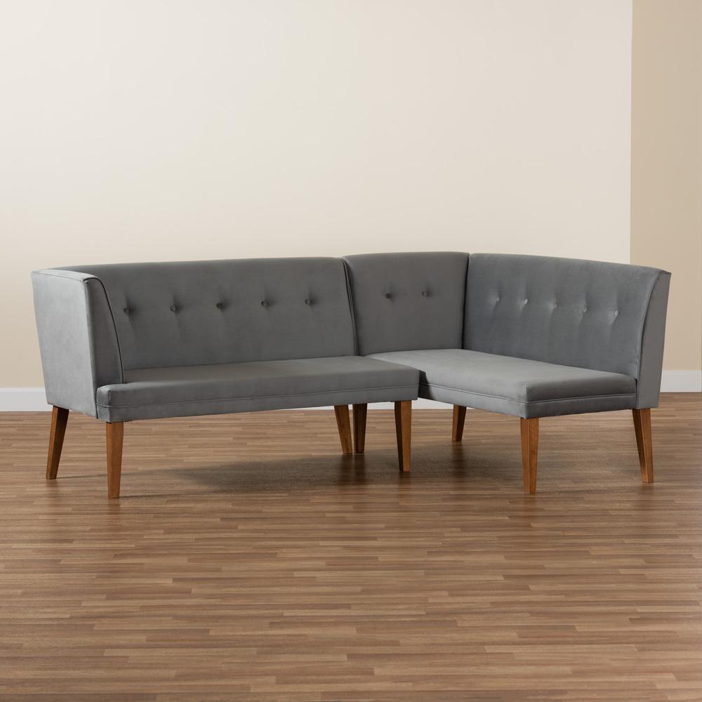 Walnut Brown Finished Wood 2-Piece Dining Nook Banquette Set. Picture 17