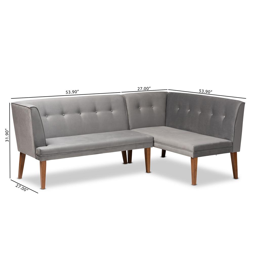 Walnut Brown Finished Wood 2-Piece Dining Nook Banquette Set. Picture 18