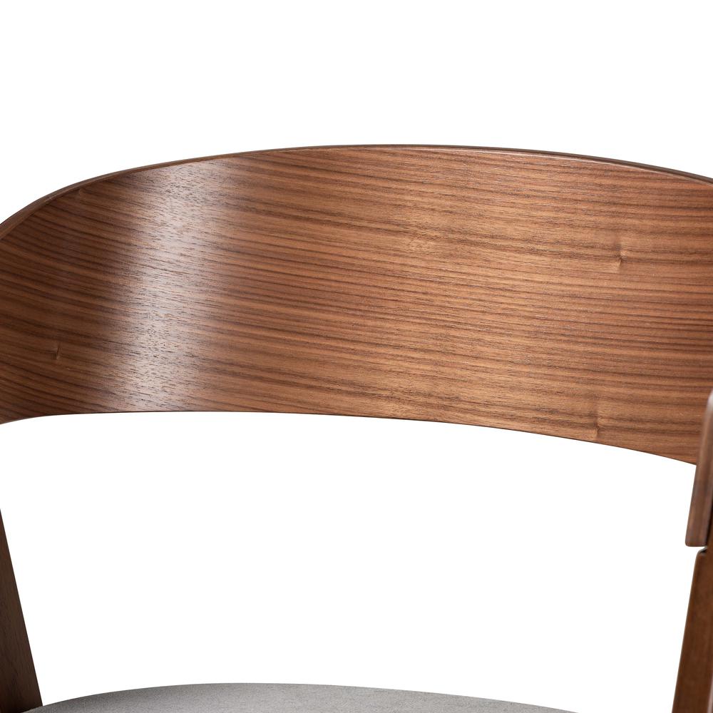 Grey Fabric Upholstered and Walnut Brown Finished Wood 2-Piece Dining Chair Set. Picture 13