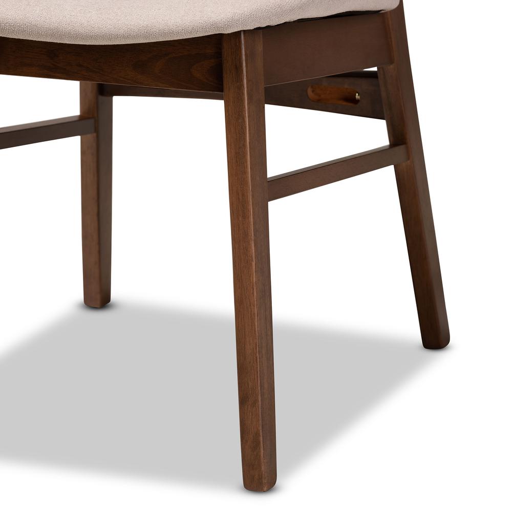 Beige Fabric Upholstered and Walnut Brown Finished Wood 2-Piece Dining Chair Set. Picture 14