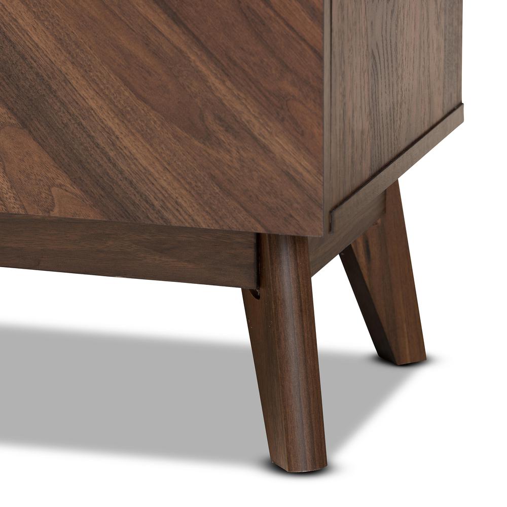 Baxton Studio Hartman Mid-Century Modern Walnut Brown Finished Wood Shoe Cabinet. Picture 17