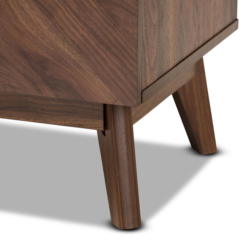 Hartman Mid-Century Modern Walnut Brown Finished Wood 2-Drawer Nightstand. Picture 16