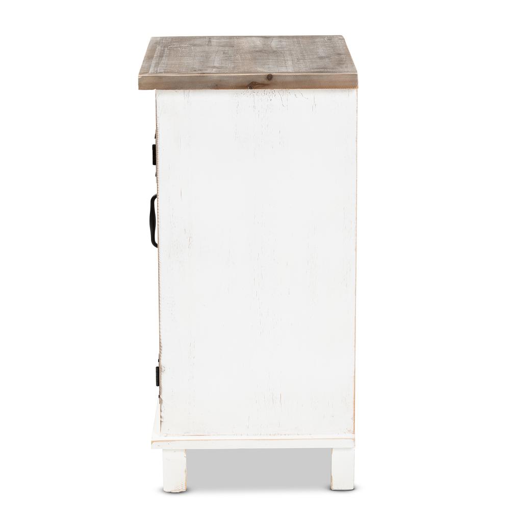 Oak Brown Finished Wood 1-Door End Table. Picture 12