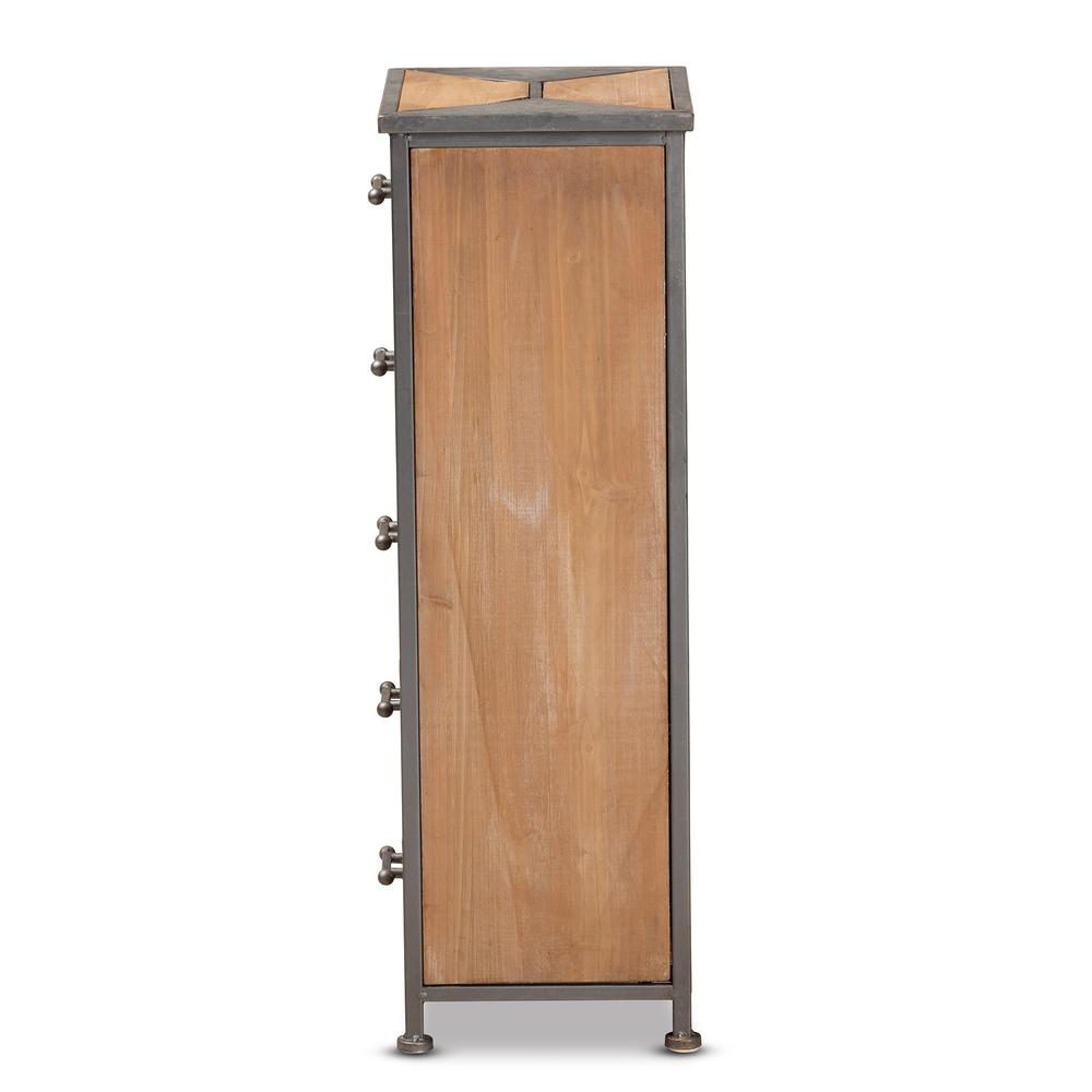 Whitewashed Oak Brown Finished Wood 5-Drawer Accent Storage Cabinet. Picture 12