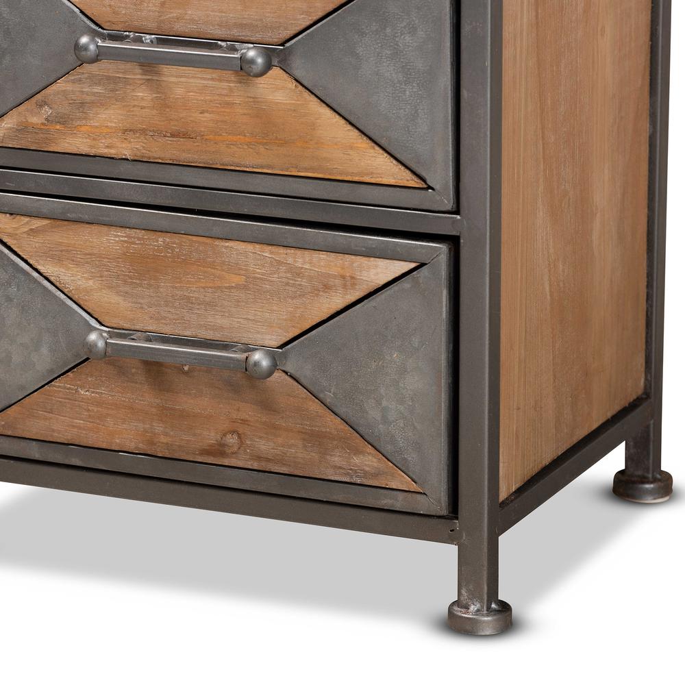 Whitewashed Oak Brown Finished Wood 5-Drawer Accent Storage Cabinet. Picture 13