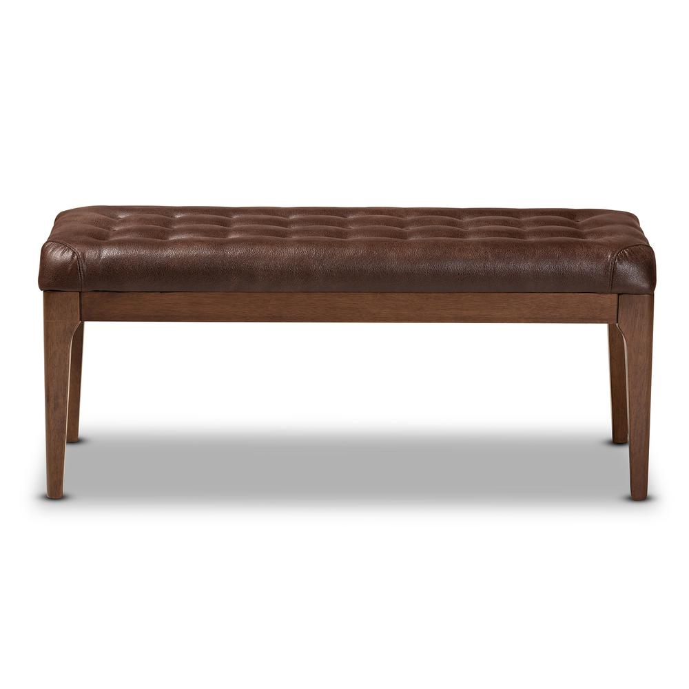 Walnut Brown Finished Wood Dining Bench. Picture 10