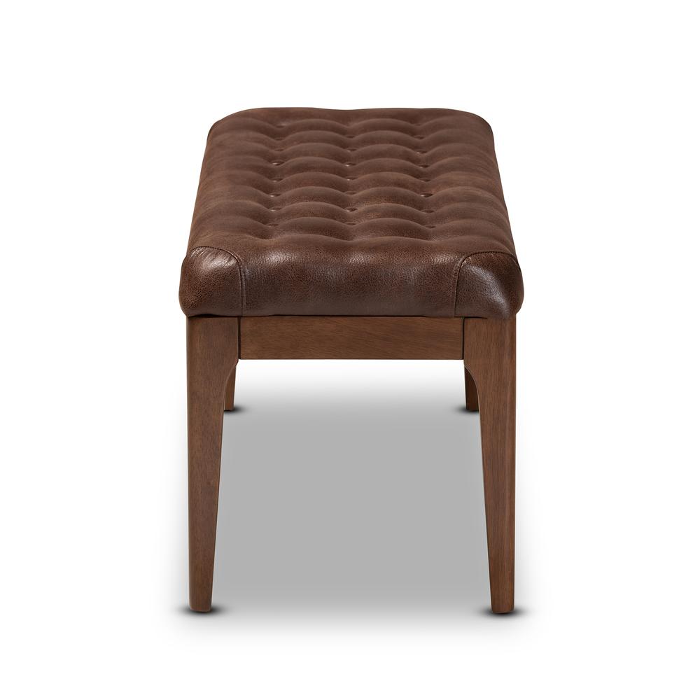 Walnut Brown Finished Wood Dining Bench. Picture 11