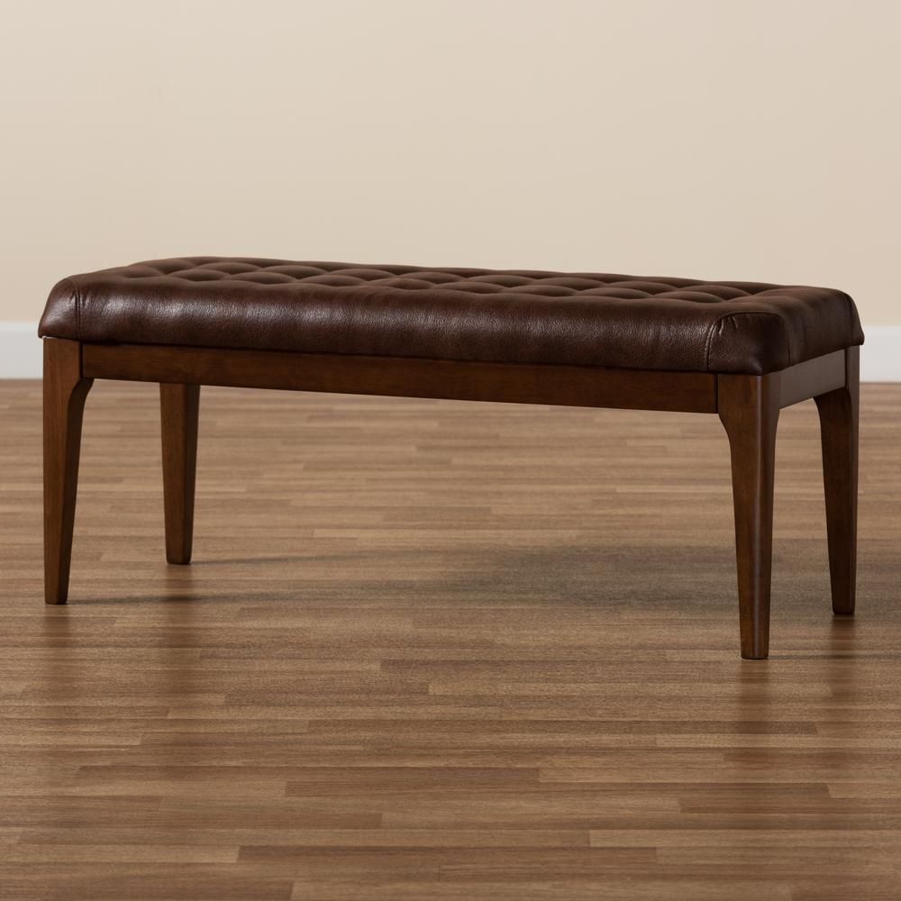 Walnut Brown Finished Wood Dining Bench. Picture 15