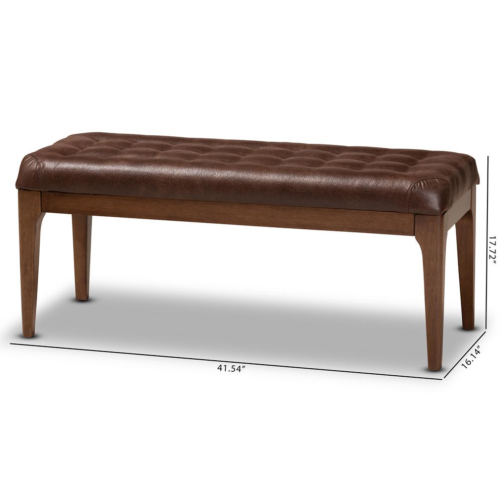 Walnut Brown Finished Wood Dining Bench. Picture 16