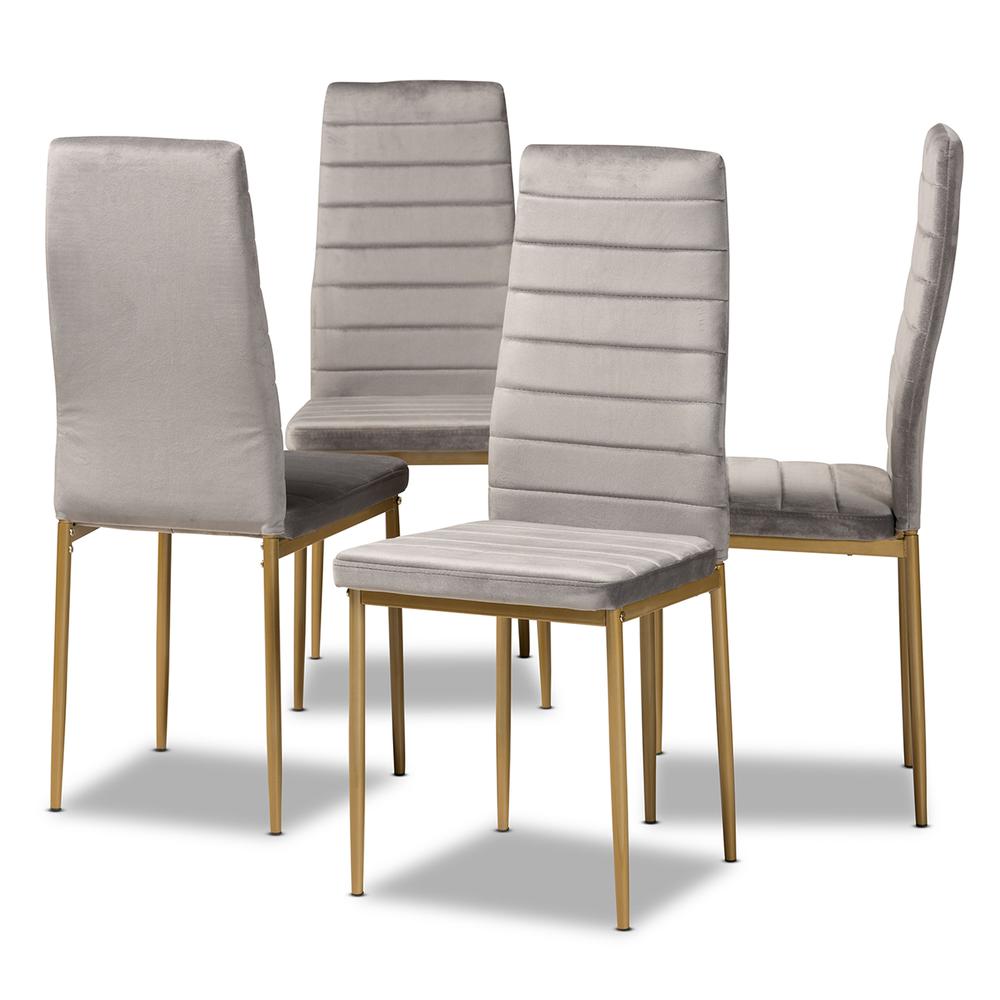 Gold Finished Metal 4-Piece Dining Chair Set. Picture 9