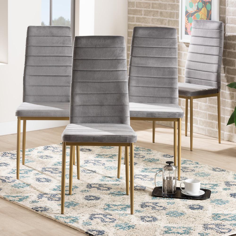 Gold Finished Metal 4-Piece Dining Chair Set. Picture 14