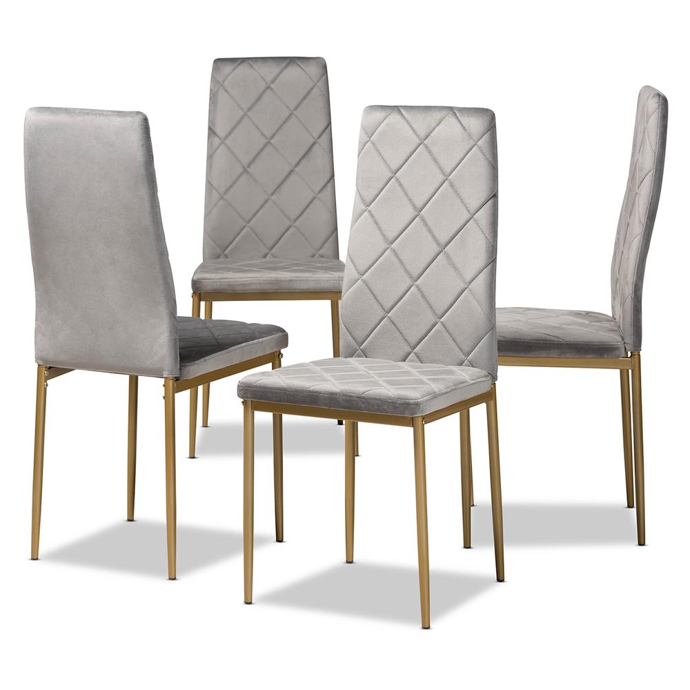 Gold Finished Metal 4-Piece Dining Chair Set. Picture 9