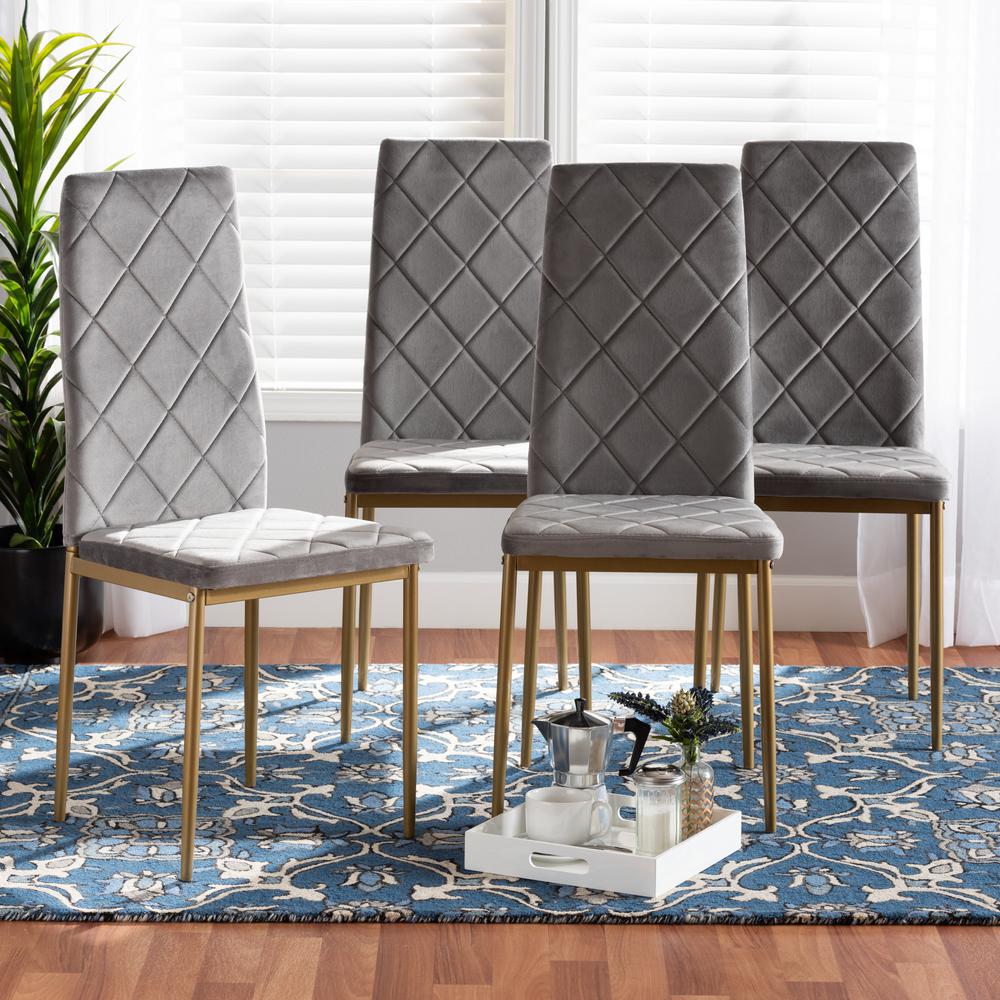 Gold Finished Metal 4-Piece Dining Chair Set. Picture 14