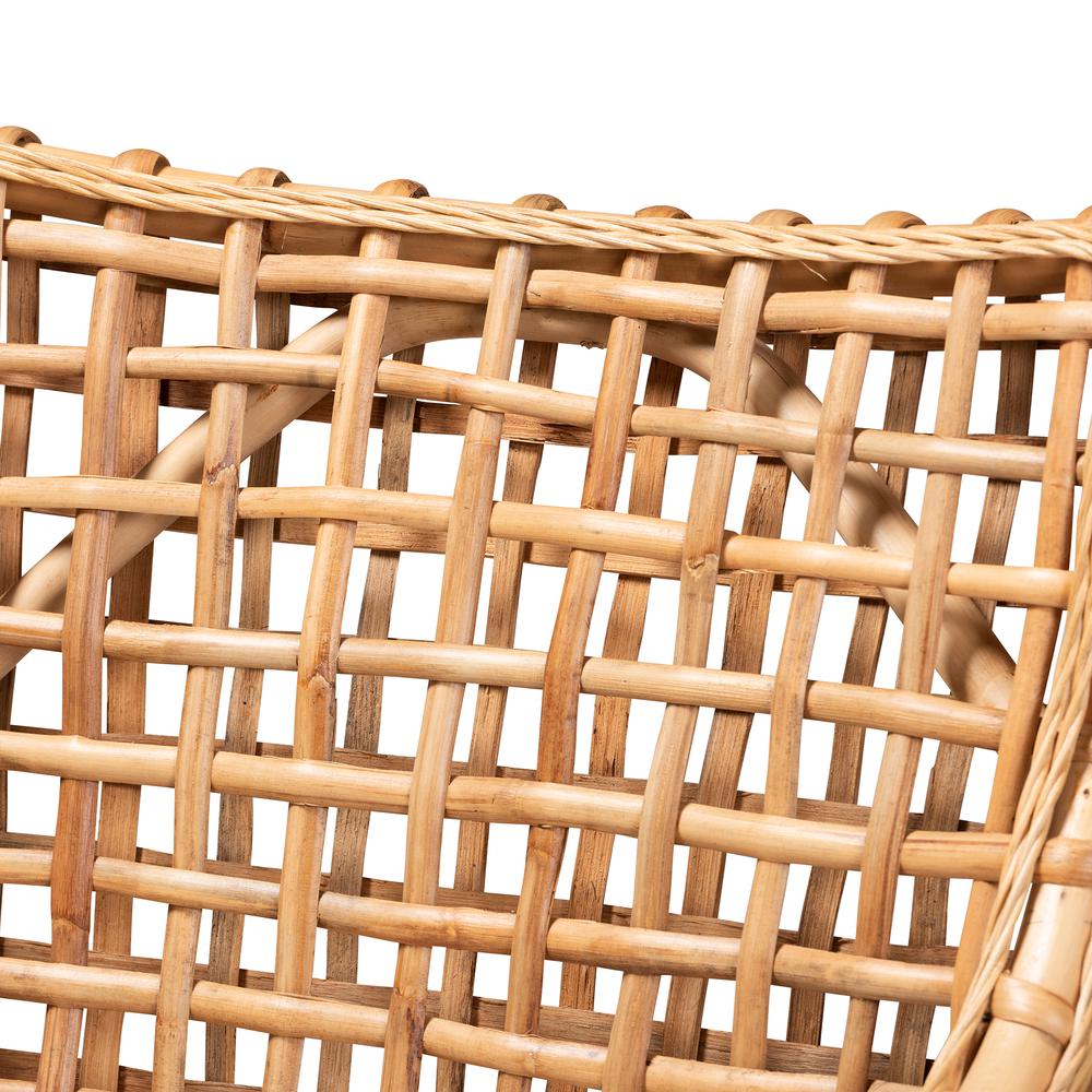 Natural Brown Finished Wood and Rattan Dining Chair. Picture 13
