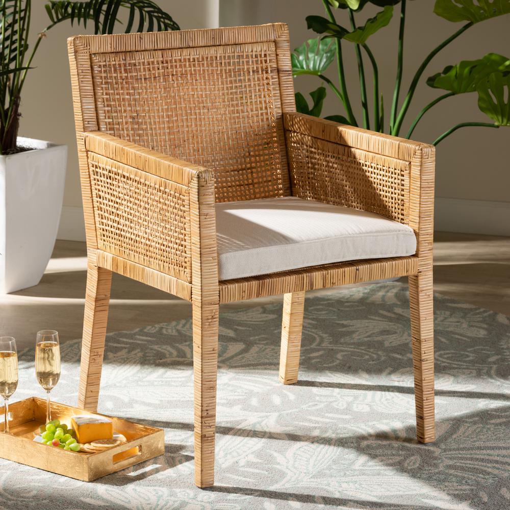 Natural Finished Wood and Rattan Dining Chair. Picture 18