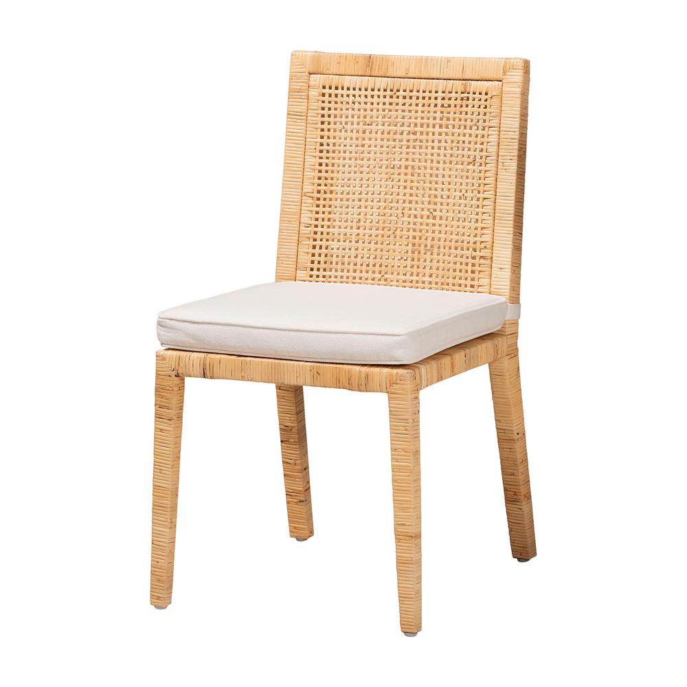 Natural Finished Wood and Rattan Dining Chair. Picture 1