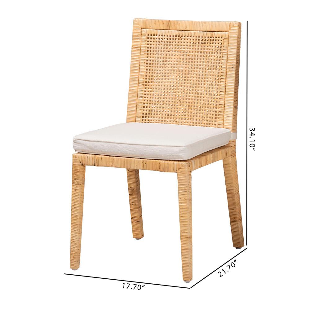 Natural Finished Wood and Rattan Dining Chair. Picture 5