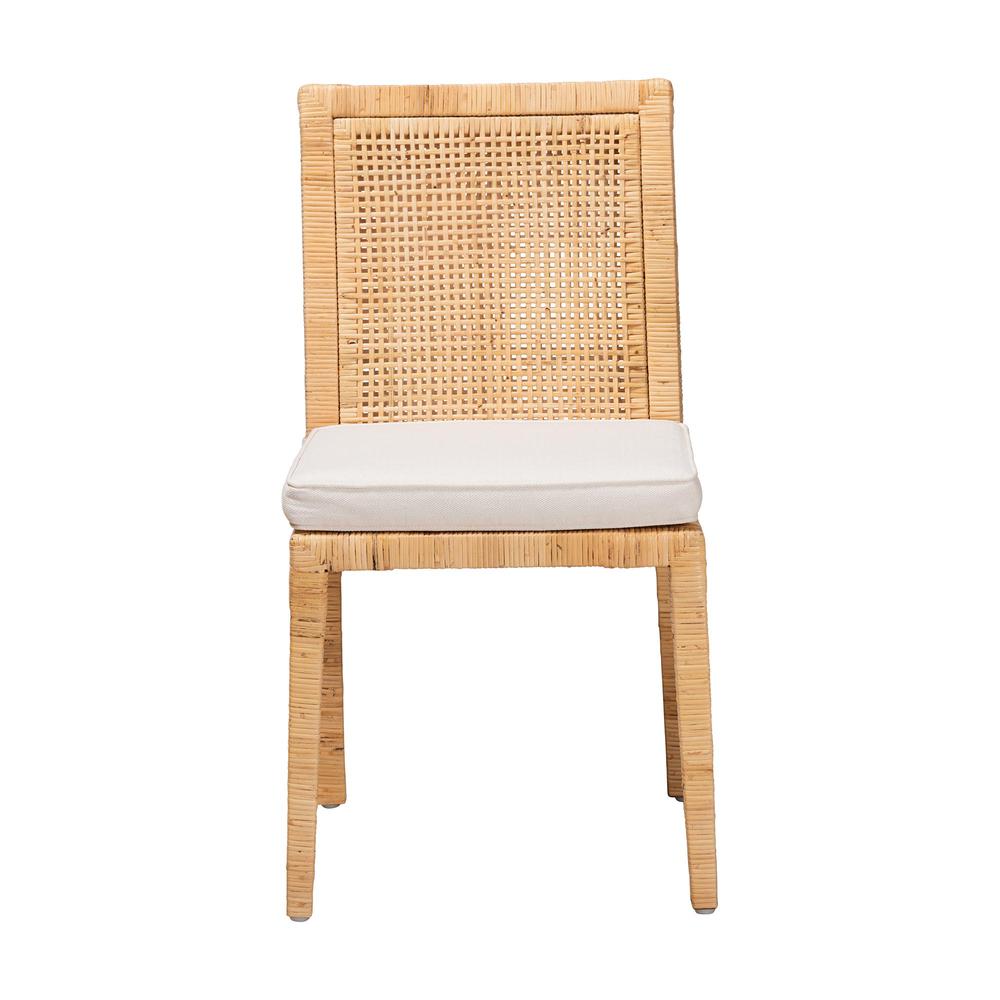 Natural Finished Wood and Rattan Dining Chair. Picture 2