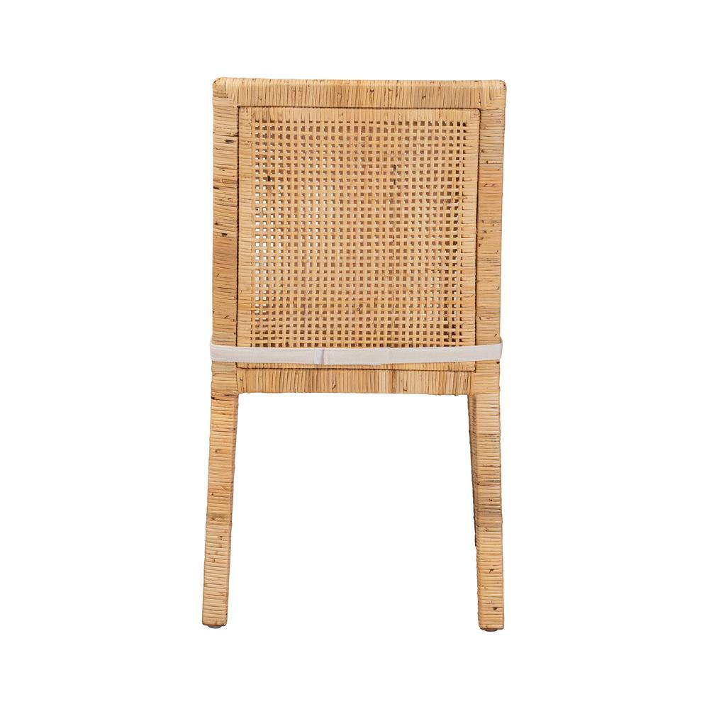 Natural Finished Wood and Rattan Dining Chair. Picture 4