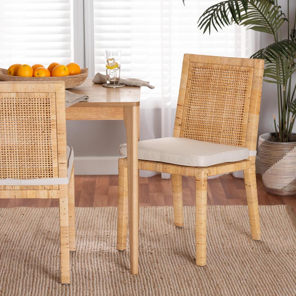 Natural Finished Wood and Rattan Dining Chair. Picture 8