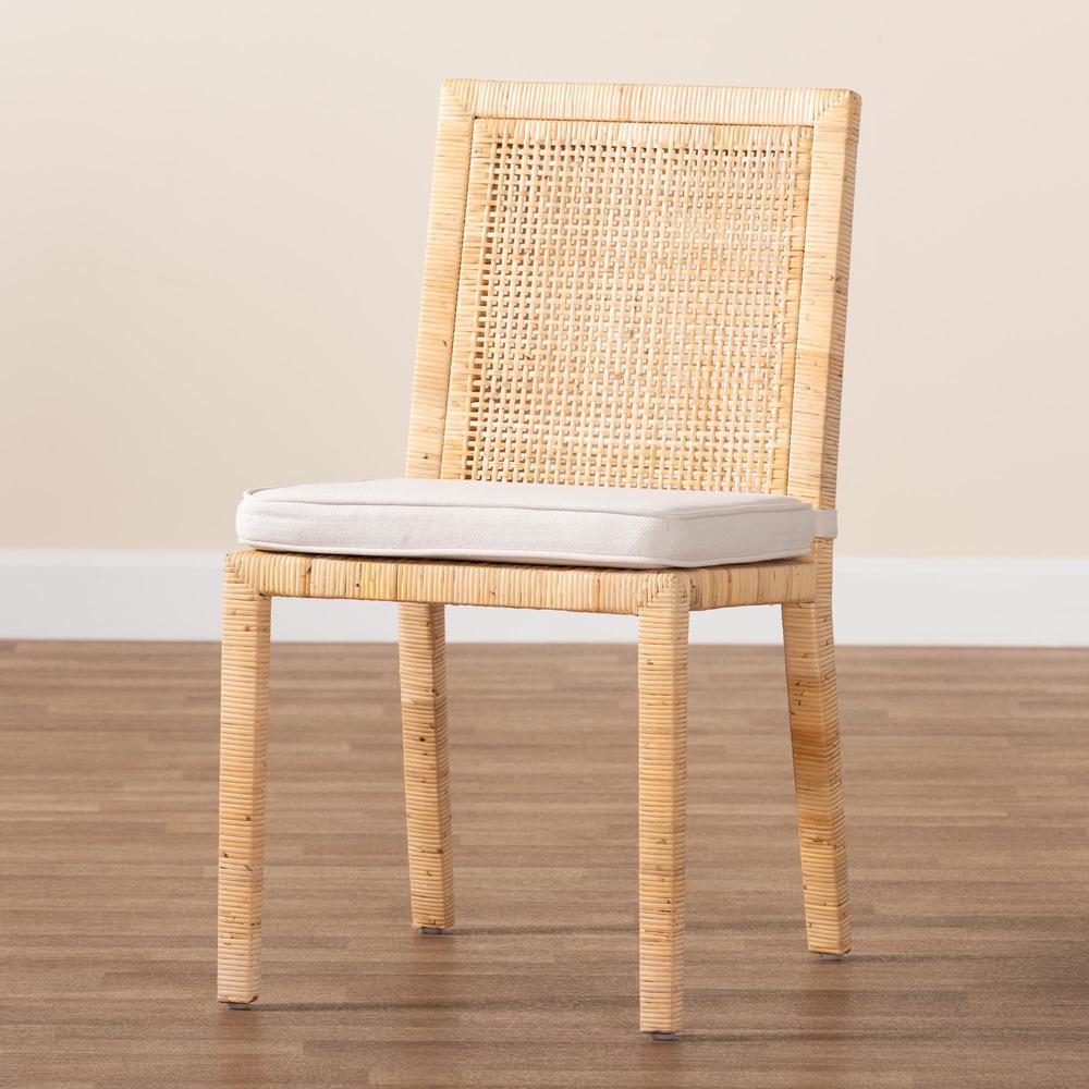 Natural Finished Wood and Rattan Dining Chair. Picture 9