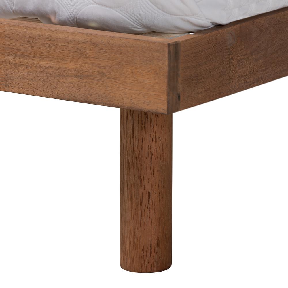 Walnut Brown Finished Wood Full Size Platform Bed with Charging Station. Picture 16
