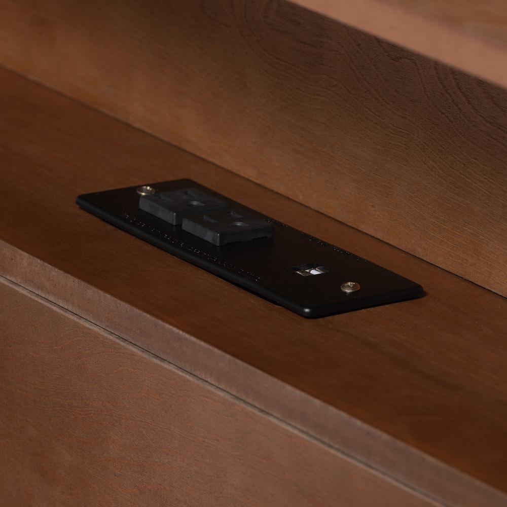 Walnut Brown Finished Wood Full Size Platform Bed with Charging Station. Picture 17