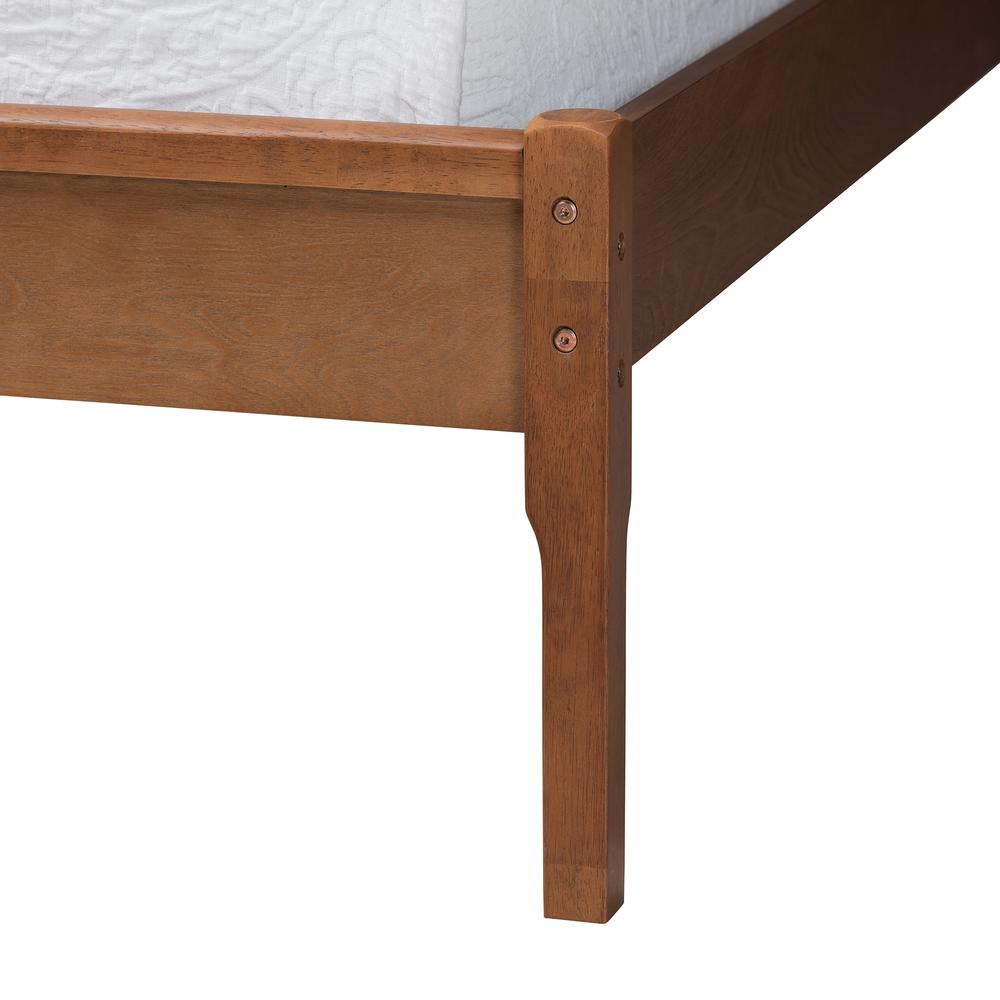 Walnut Brown Finished Wood and Natural Rattan Full Size Platform Bed. Picture 15