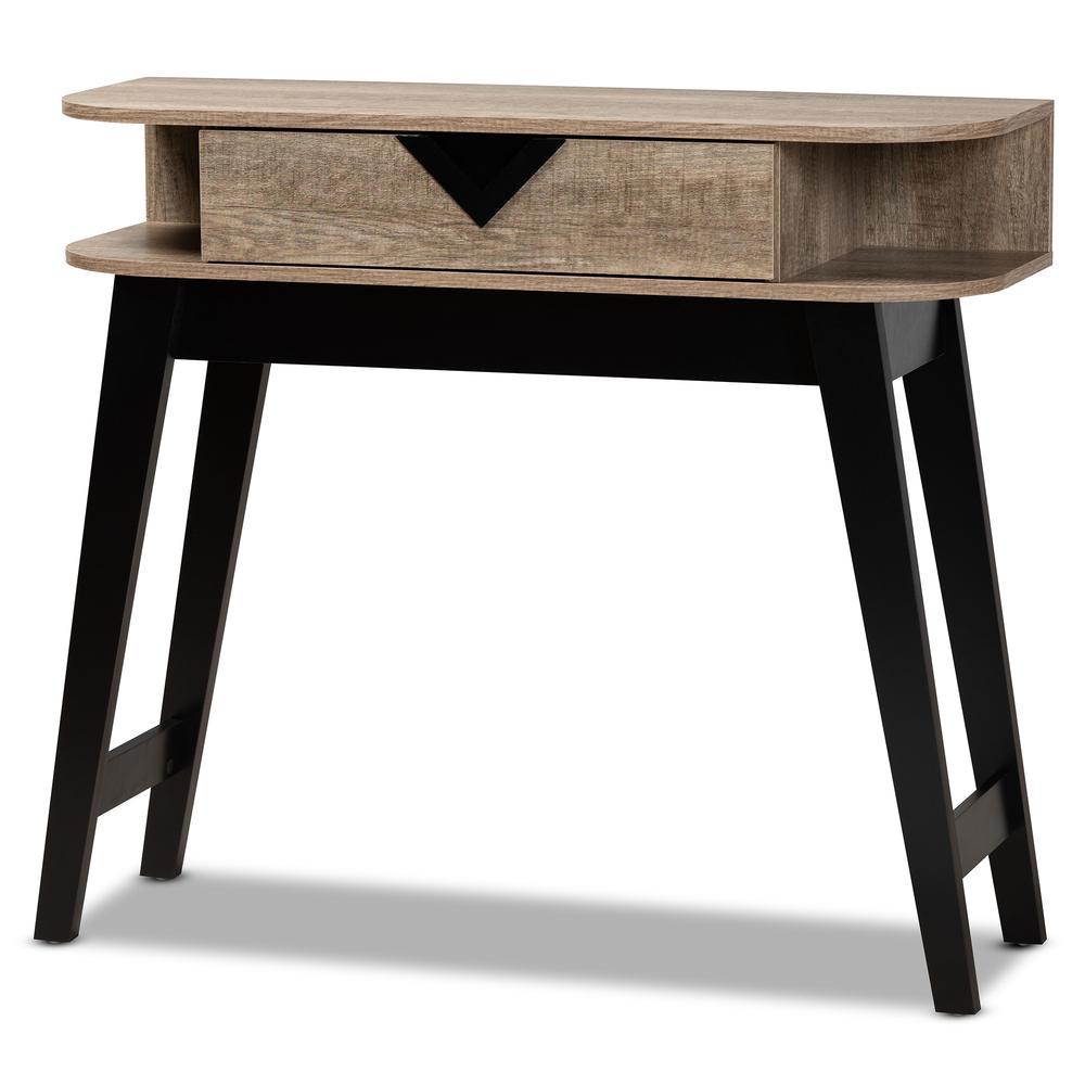 Wales Modern and Contemporary Light Brown Finished Wood 1-Drawer Console Table. Picture 12