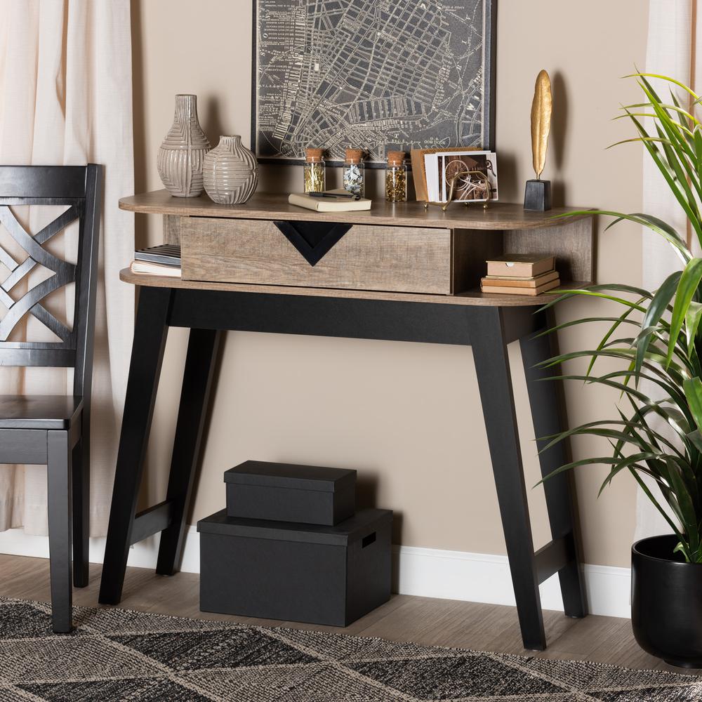 Wales Modern and Contemporary Light Brown Finished Wood 1-Drawer Console Table. Picture 19