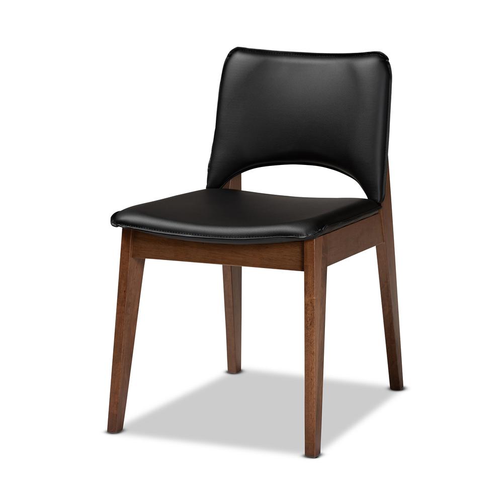 Leather Upholstered and Walnut Brown Finished Wood 7-Piece Dining Set. Picture 11
