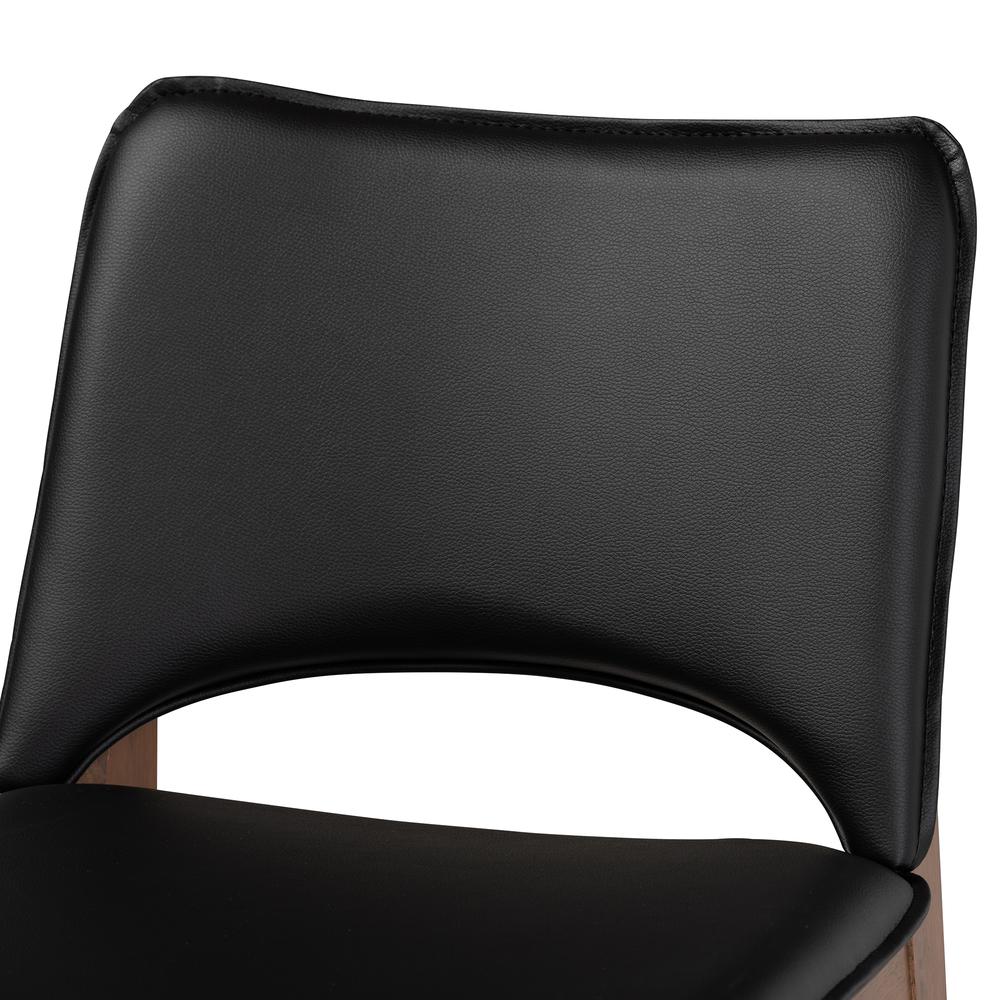 Leather Upholstered and Walnut Brown Finished Wood 2-Piece Dining Chair Set. Picture 12