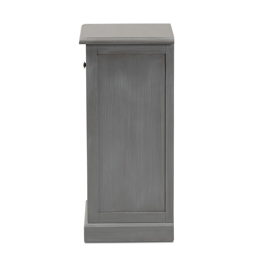 Vintage Grey Finished Wood and Synthetic Rattan 3-Drawer End Table. Picture 13