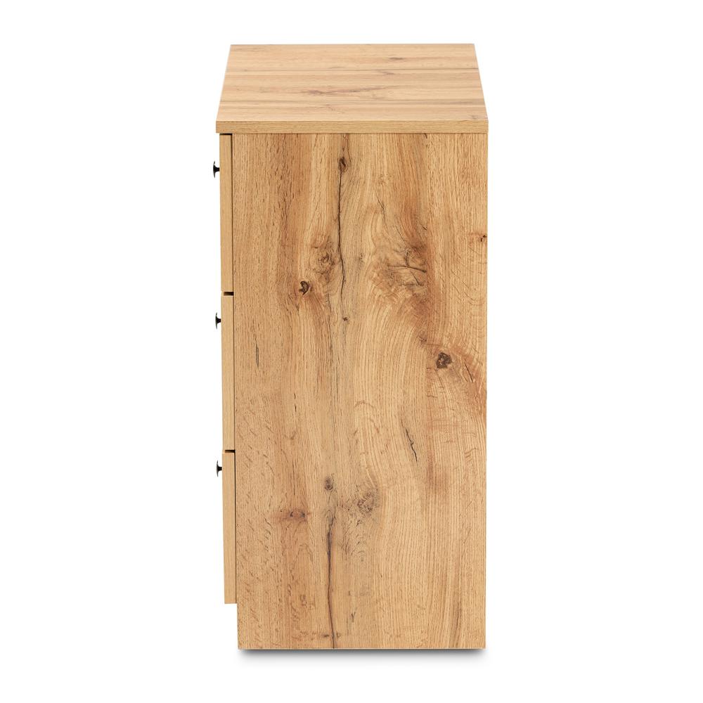 Decon Modern and Contemporary Oak Brown Finished Wood 3-Drawer Storage Chest. Picture 12