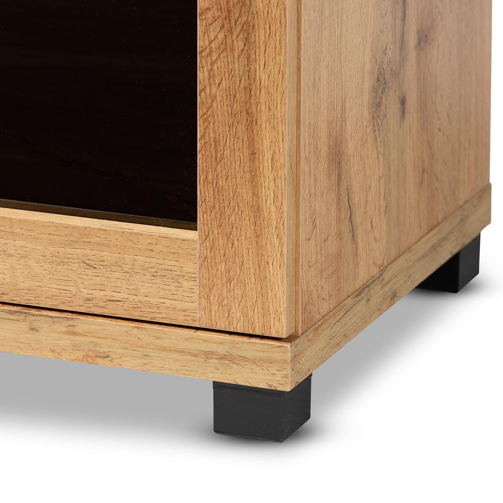 Oak Brown Finished Wood 2-Door Storage Cabinet with Glass Doors. Picture 16