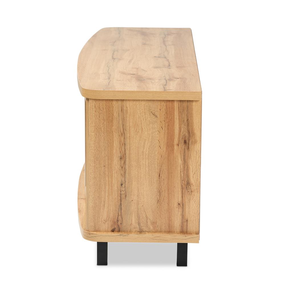 Walda Modern and Contemporary Oak Brown Finished Wood 2-Drawer TV Stand. Picture 15