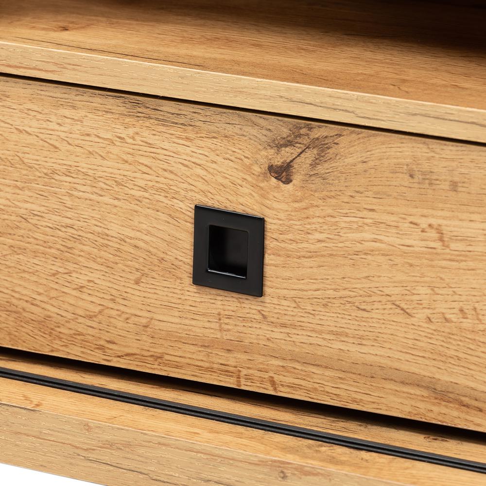 Walda Modern and Contemporary Oak Brown Finished Wood 2-Drawer TV Stand. Picture 16