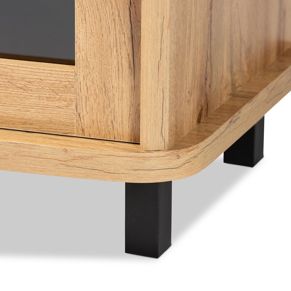 Walda Modern and Contemporary Oak Brown Finished Wood 2-Drawer TV Stand. Picture 17