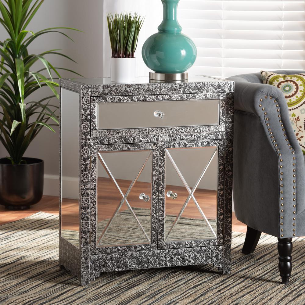 Mirrored Glass 1-Drawer Sideboard Buffet. Picture 16