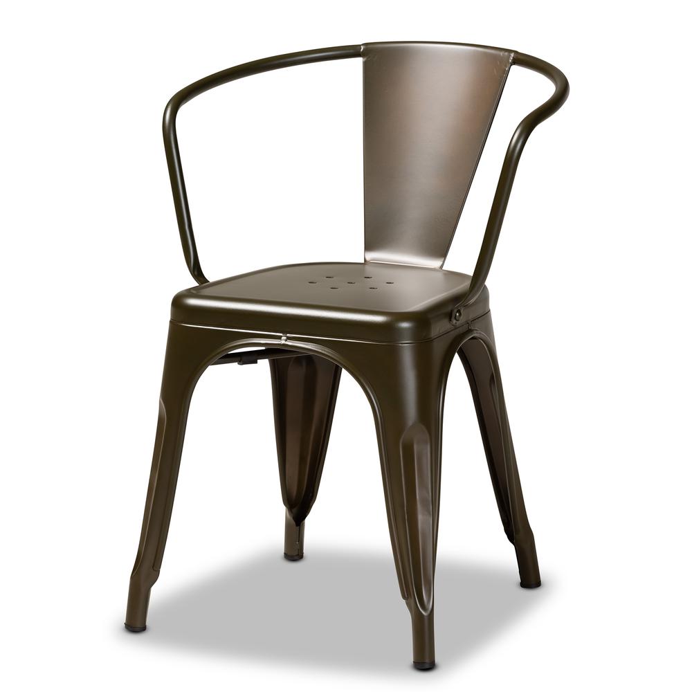 Ryland Modern Industrial Brown Finished Metal 4-Piece Dining Chair Set. Picture 10