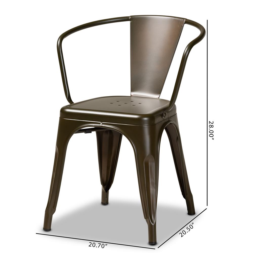 Ryland Modern Industrial Brown Finished Metal 4-Piece Dining Chair Set. Picture 16