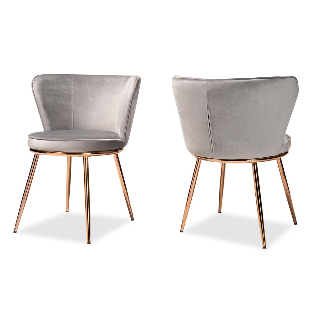 Rose Gold Finished Metal 2-Piece Dining Chair Set. Picture 10