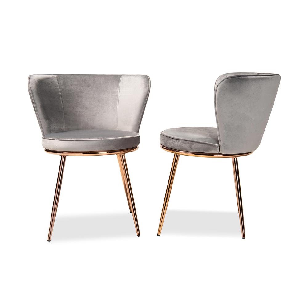 Rose Gold Finished Metal 2-Piece Dining Chair Set. Picture 11