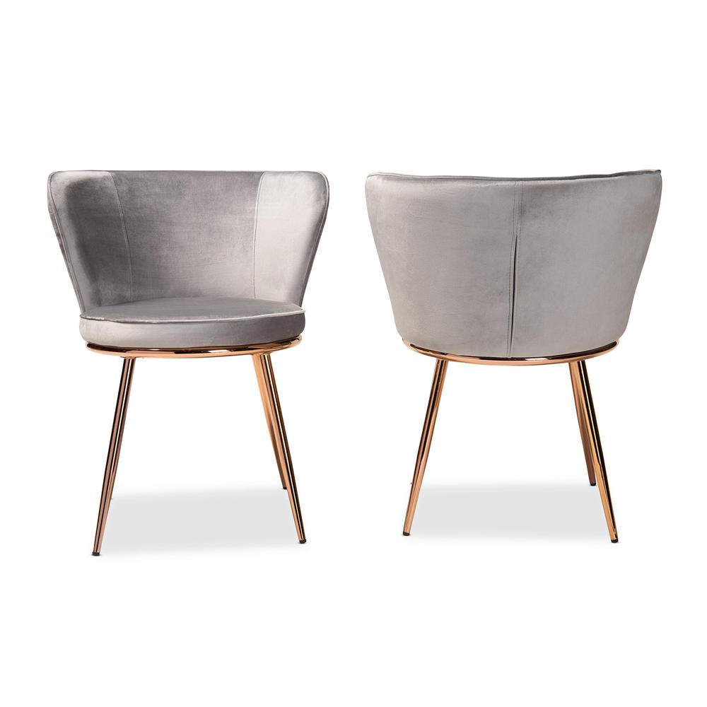 Rose Gold Finished Metal 2-Piece Dining Chair Set. Picture 12