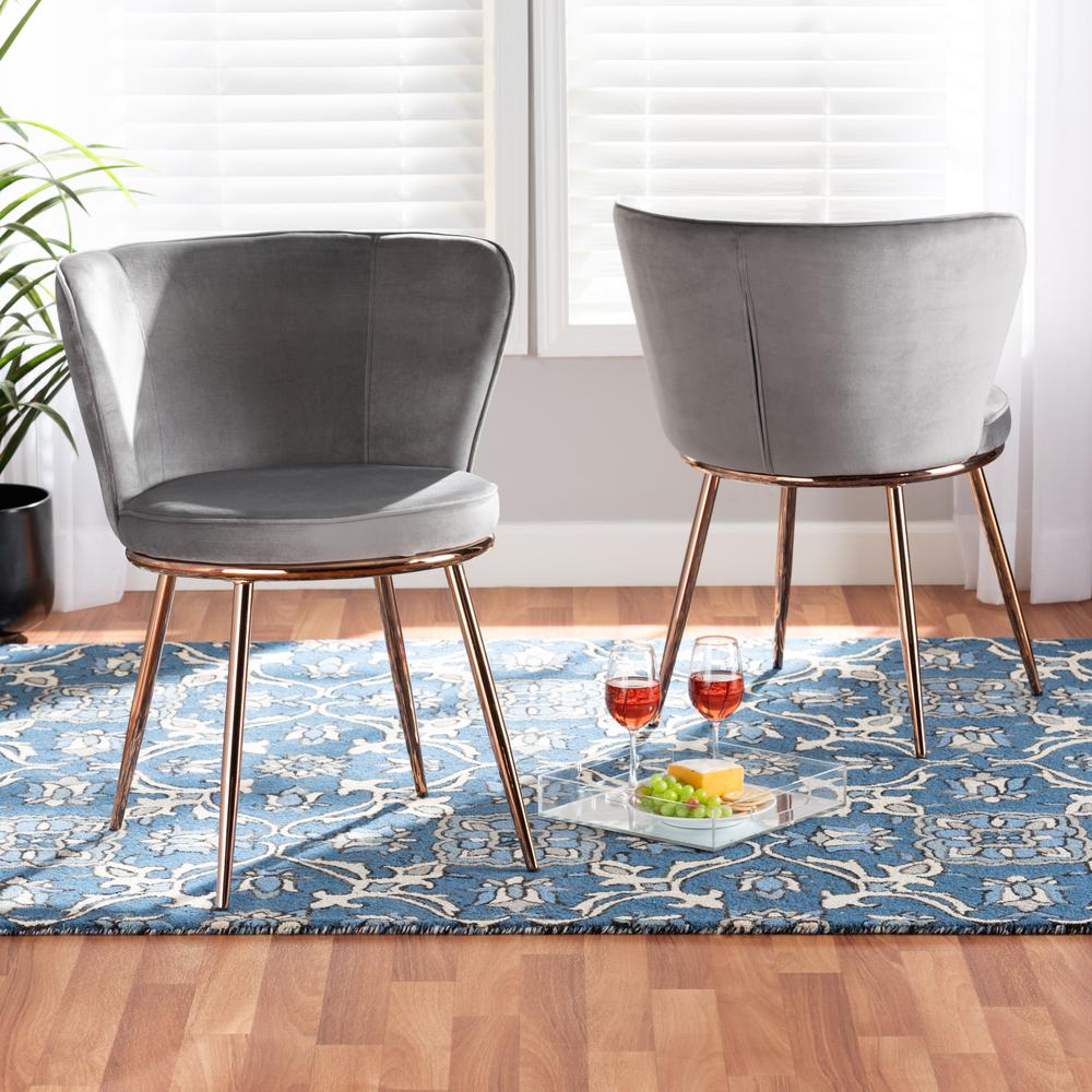 Rose Gold Finished Metal 2-Piece Dining Chair Set. Picture 16