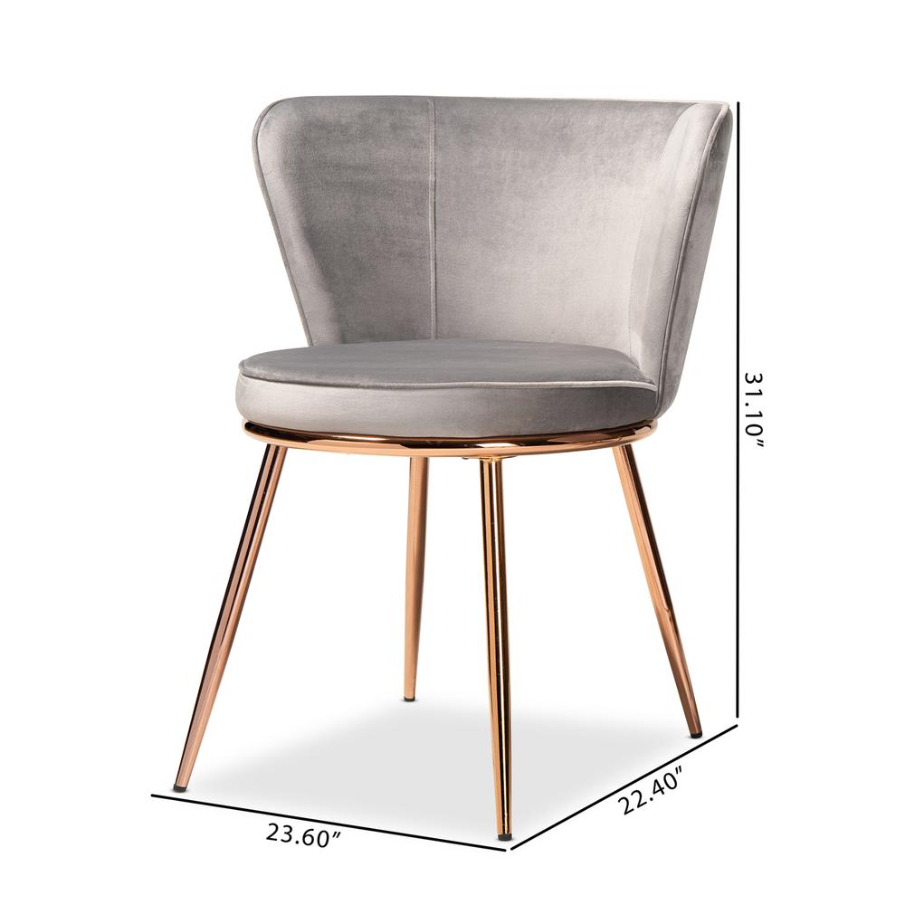 Rose Gold Finished Metal 2-Piece Dining Chair Set. Picture 18