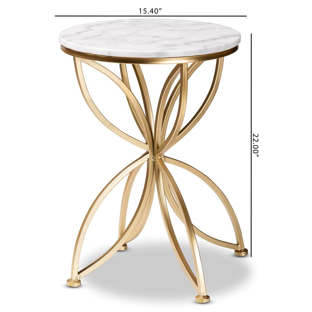 Gold Finished Metal End Table with Marble Tabletop. Picture 16