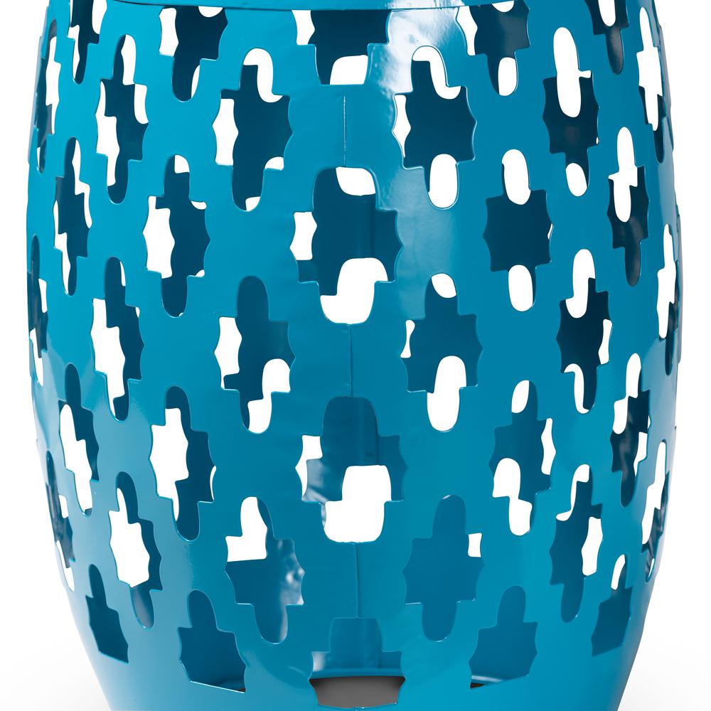 Branson Modern and Contemporary Blue Finished Metal Outdoor Side Table. Picture 9